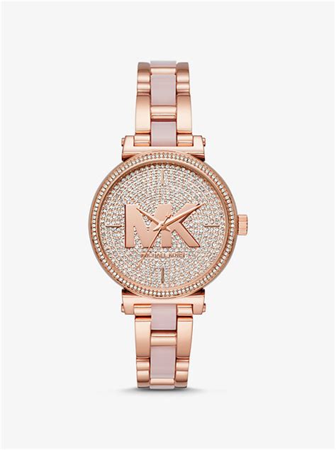 michael kors sofie pave rose gold tone and acetate watch|Sofie Pavé Two.